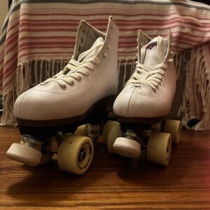 White Roller Skates with Black Soles